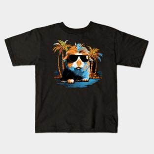 Retro Wave Brown Coronet Guinea Pig Kids T-Shirt